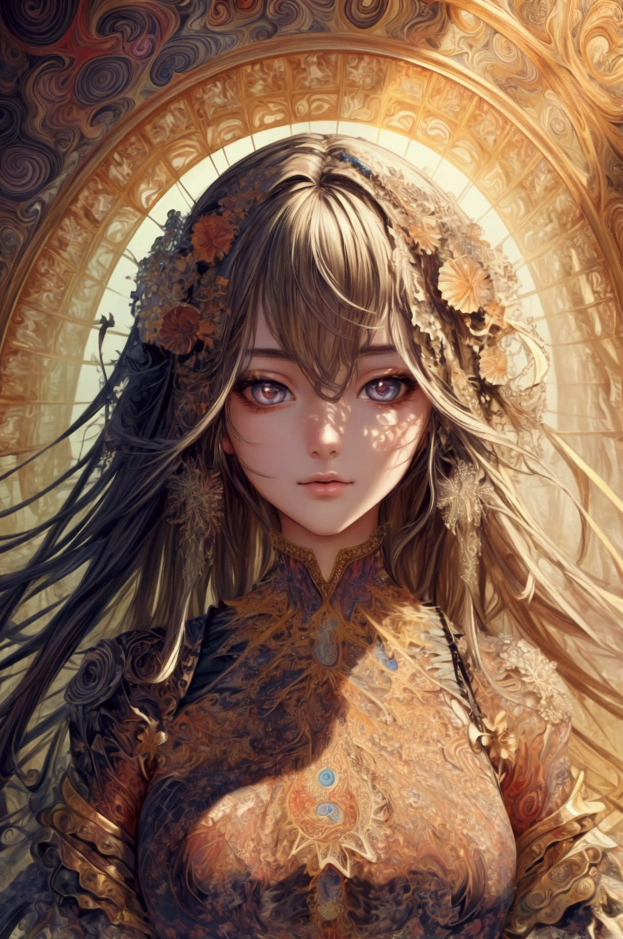 (masterpiece, top quality, Best Quality, official art, beautiful and aesthetic:1.2), (1 girl), Extremely detailed eyes, (fractal art:1.3), showy, more detailed, (perfect face), shiny skin, HdR, amazing images, unclothed