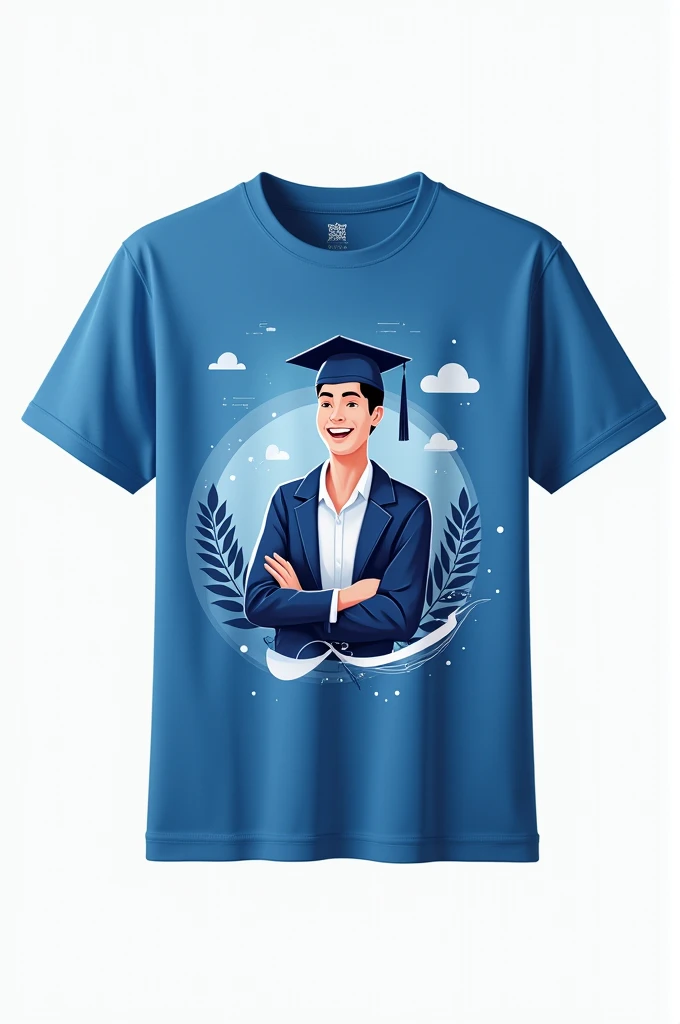 Create a program tshirt “postgraduate diploma in teaching” with theme blue white