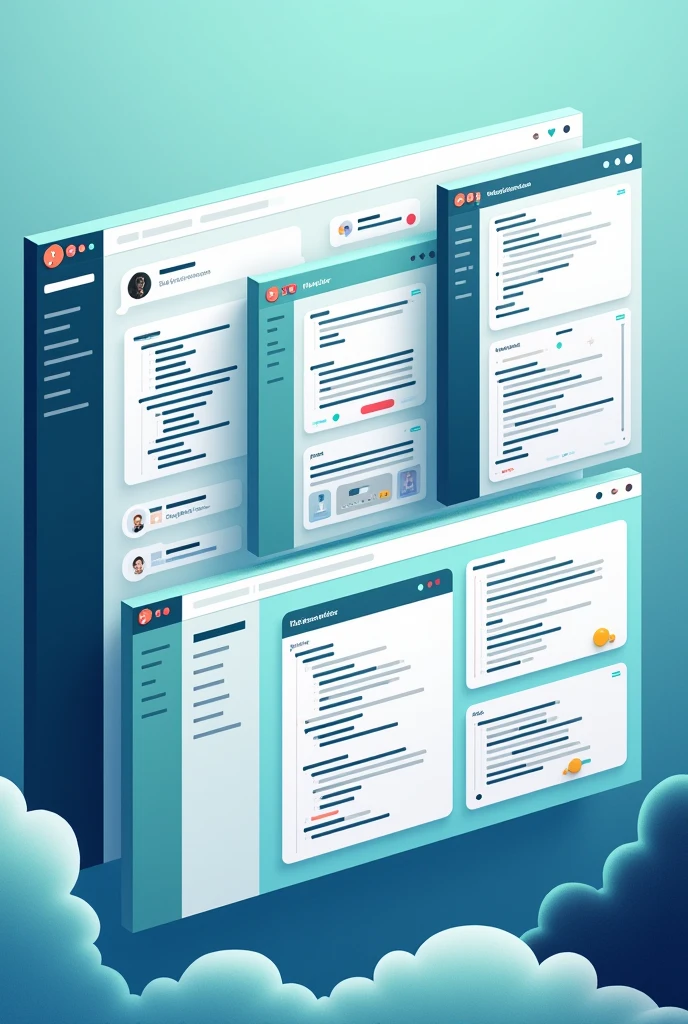 React Component Development: "A modular web interface highlighting individual React components, focusing on reusability and scalability. The design should include elements like nested code blocks or a component tree, with a color scheme of blues and greens representing React."