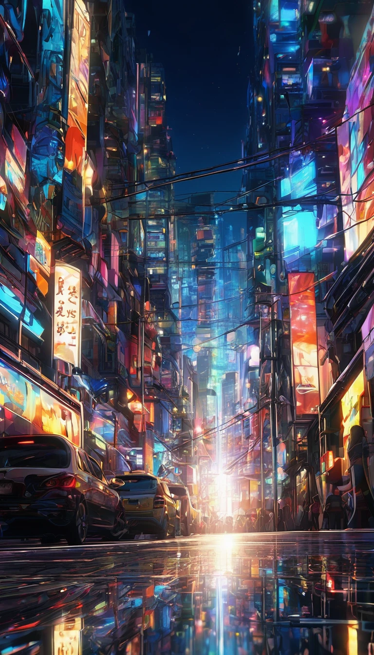 urban, abstract urban, shining light, shining urban lights, anime graphics, brilliant, intricate, detailed, masterpiece, 8k