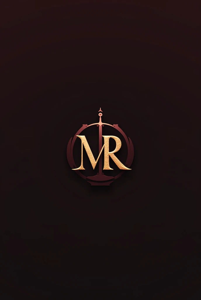Interlacing the Initials MR Elegant, for a law firm with a scale in the back in wine and black hues