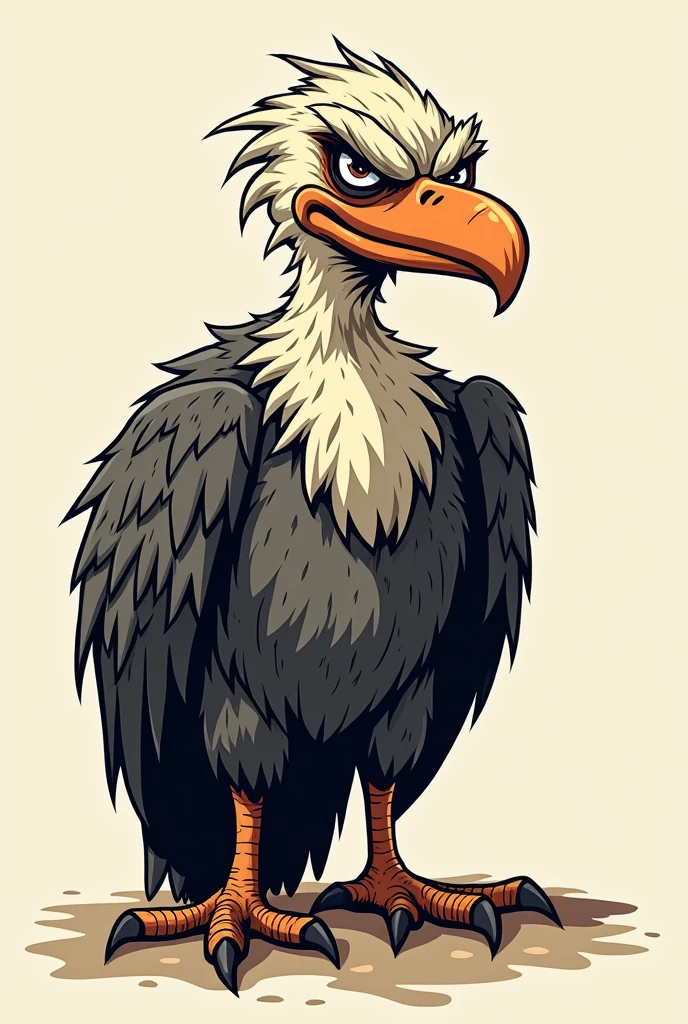 Make a logo for a brand of an evil old cartoon vulture with a smile  
