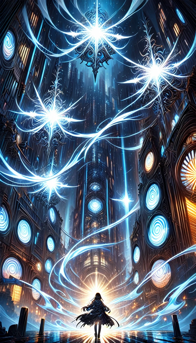 urban, abstract urban, shining light, shining urban lights, anime graphics, brilliant, intricate, detailed, masterpiece, 8k