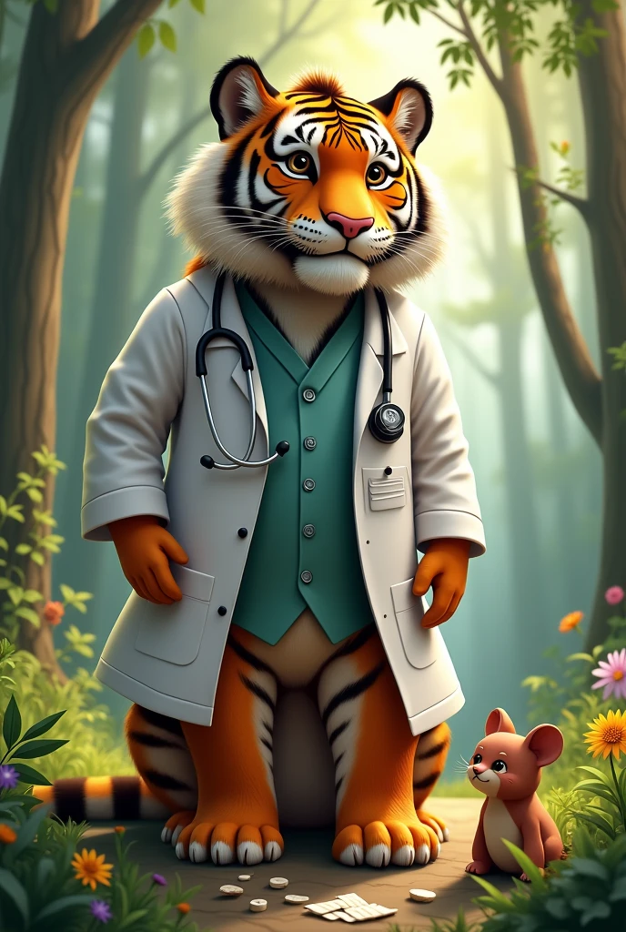 A tiger with a doctor 