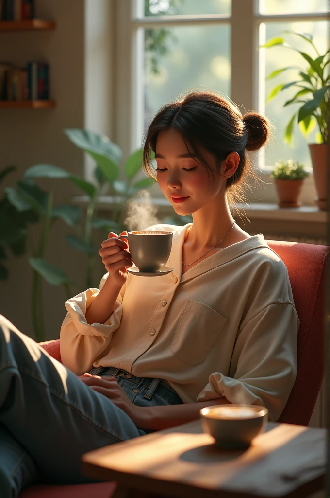 Having a coffee peacefully