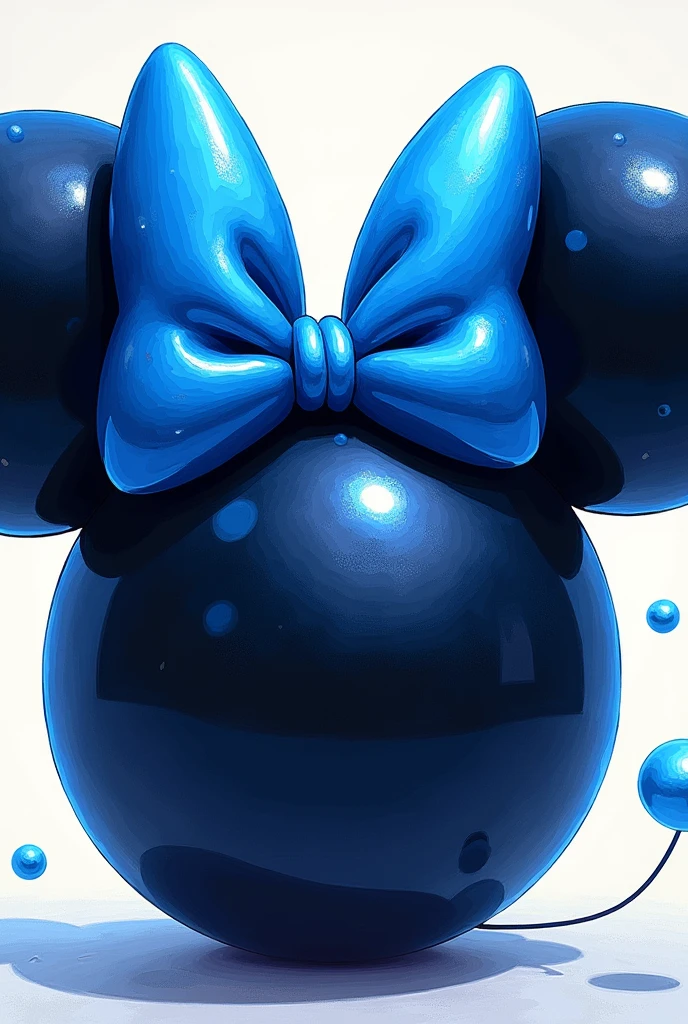 A drawing of Big Mouse Ears with blue and black colors, with a shiny blue bow