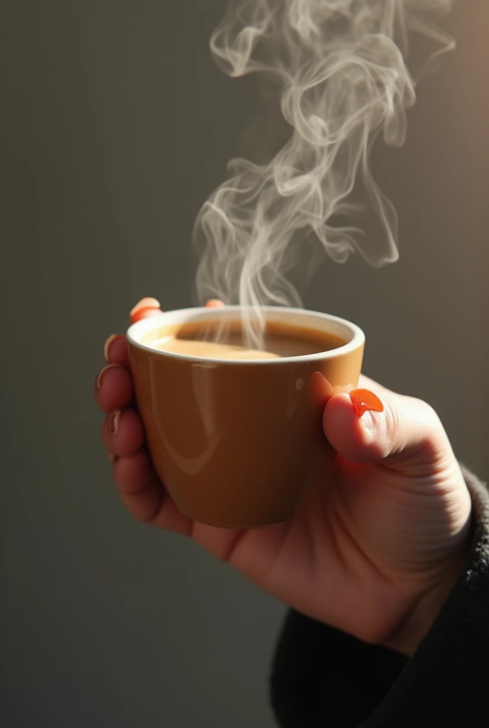 Photographing my hand holding a coffee