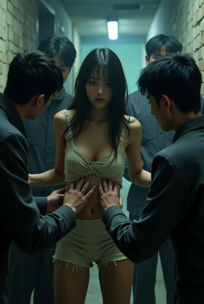 Some gangster were caught a korean hot girl and remove all his clothes and touching his body parts