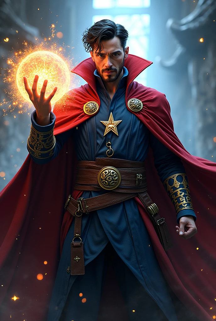 Superhero doctor strange, sorcerer pose