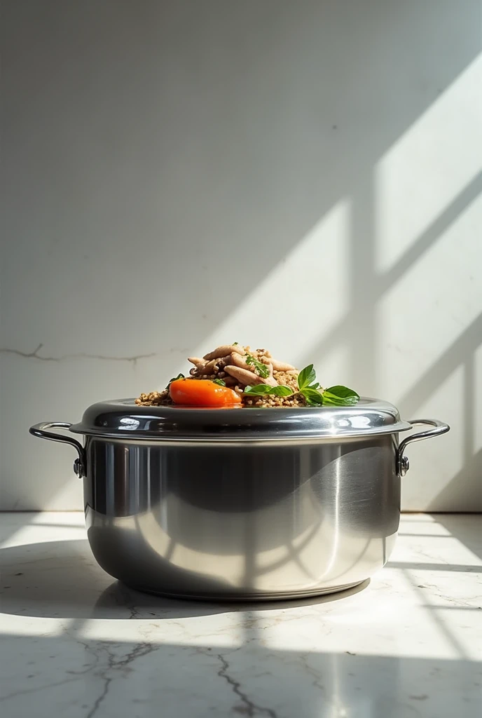 A Stainless kitchenware is holding a big heavy weight load