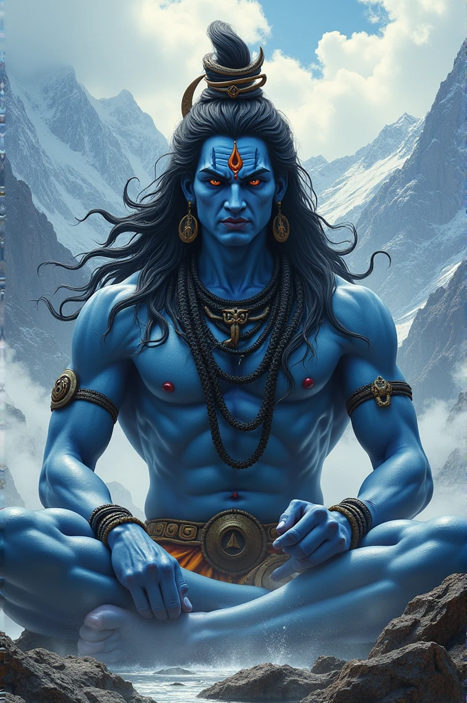 Angry lord shiva on Himalaya 