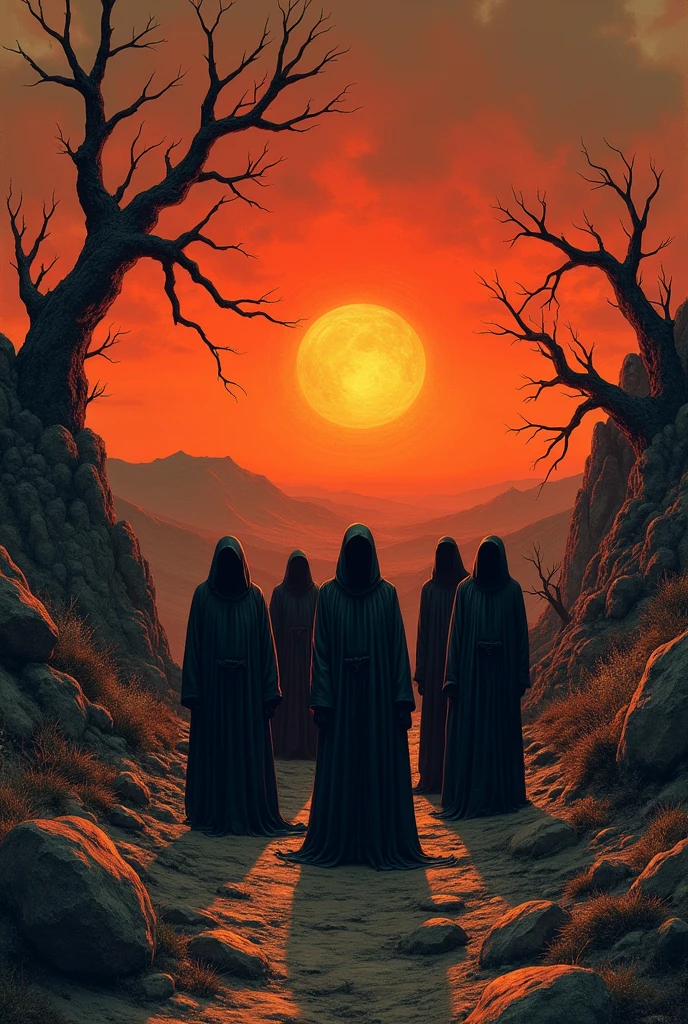 Doom metal album cover Sunset band I want something very 70s like black sabbath