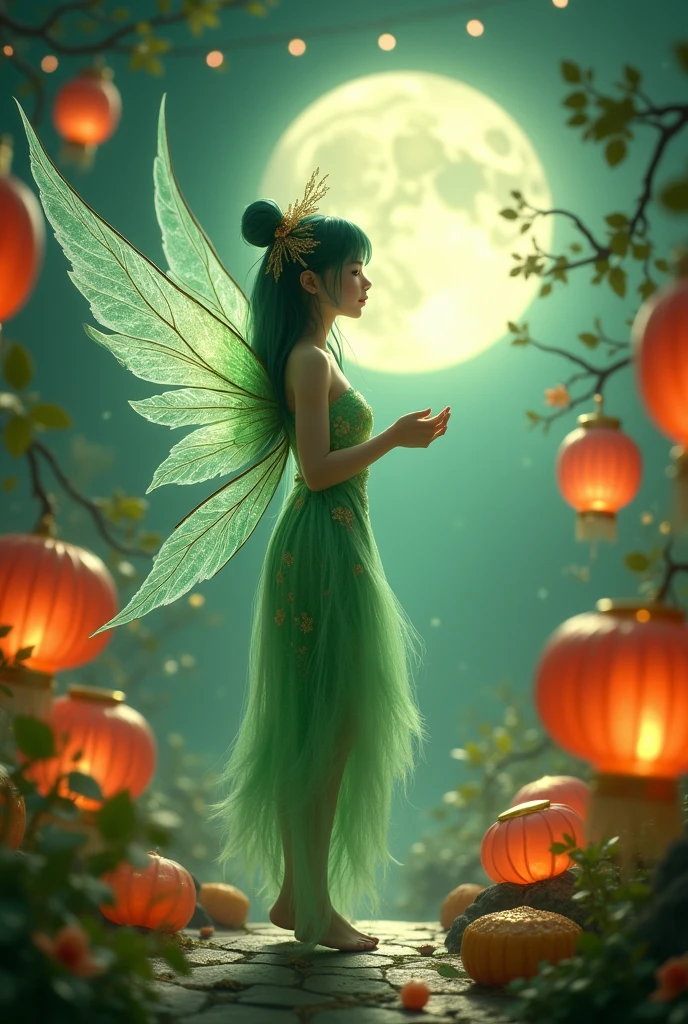 The green fairy talks about the mid-autumn festival
