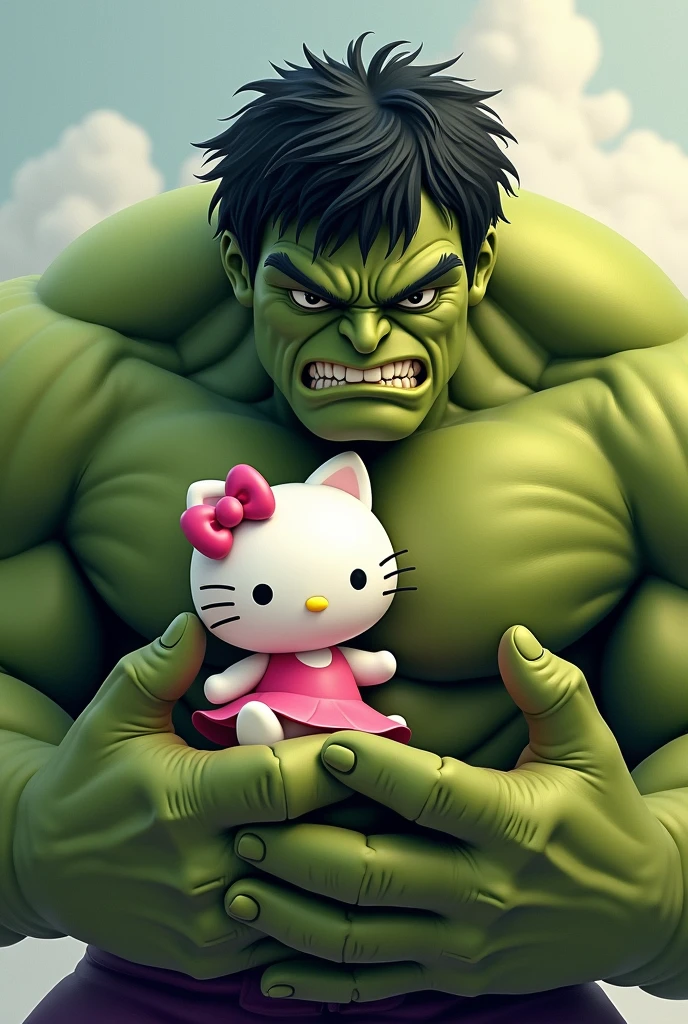 Hulk holding Hello Kitty