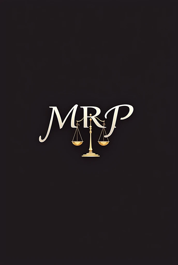 the elegant MRP initials, for a law firm with a small scale in the back in wine-colored shell tones, silver and black in cursive letters