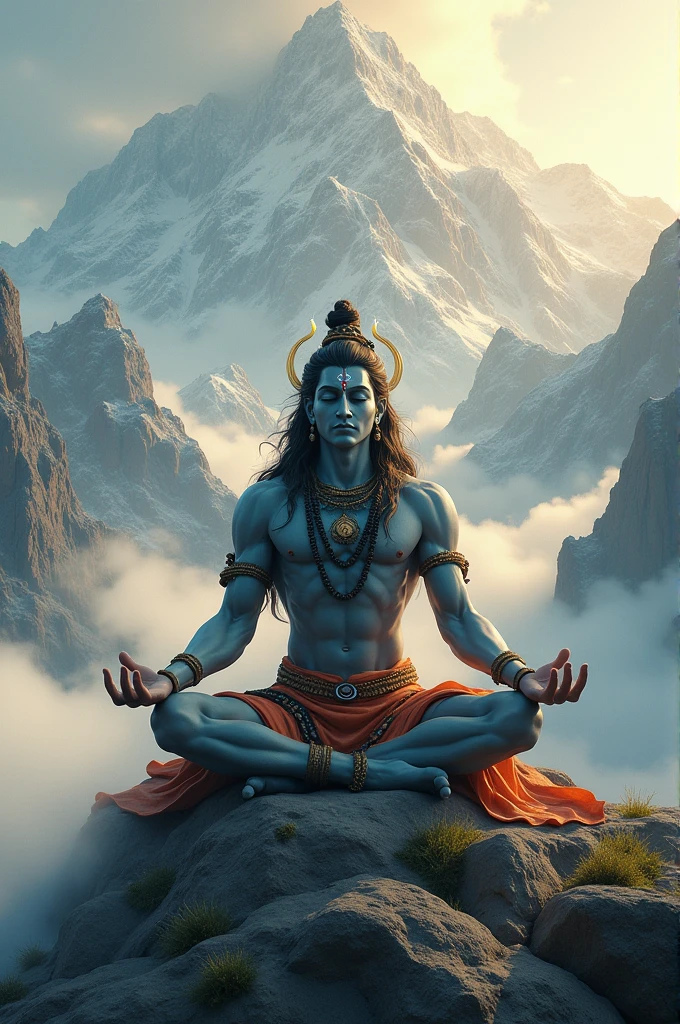 Lord shiva doing meditation on Himalaya 