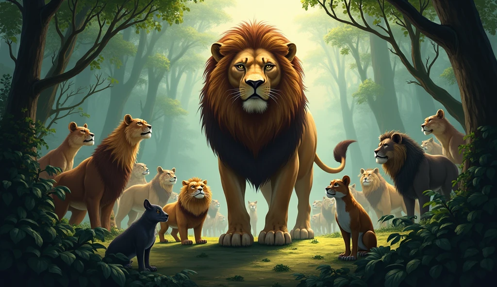 The lion gathered all the animals of the jungle and declared, "From today, every animal must bring me food, or else I will eat them."