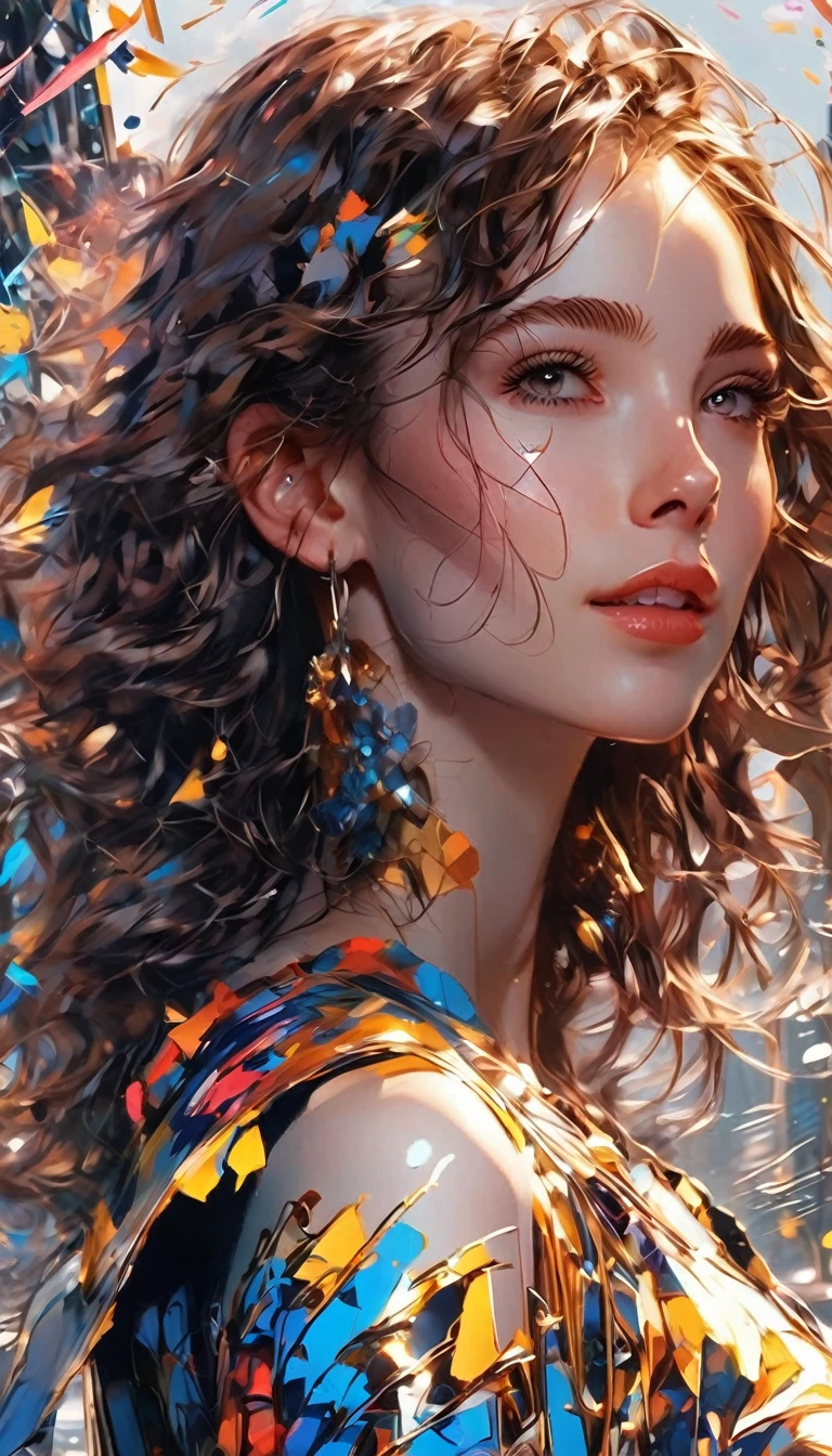 1girl, urban, abstract urban, shining light, shining urban lights, anime graphics, brilliant, intricate, detailed, masterpiece, 8k