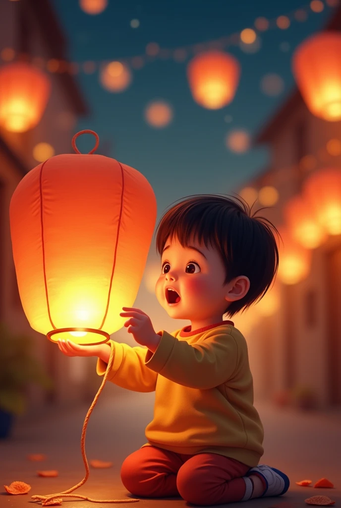 Mid-Autumn Festival is coming but An still doesn't have any lantern., sad and crying. Dad saw An sitting and crying and asked " why are you crying an" I don't have moon lanterns to go out with friends." Dad smiled and said " what else do you like about the lights?" Yes, I like superhero lights." . Alright! Dad will make you a superhero lamp." cheers cheers dad.