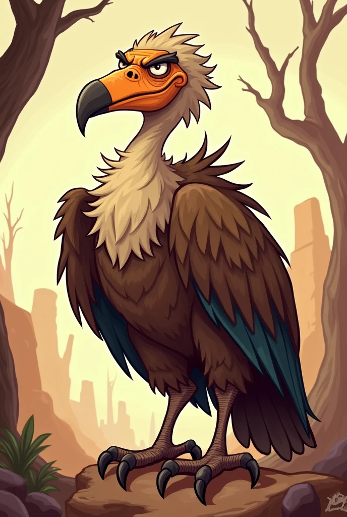 Drawing of a humanized cartoon vulture 