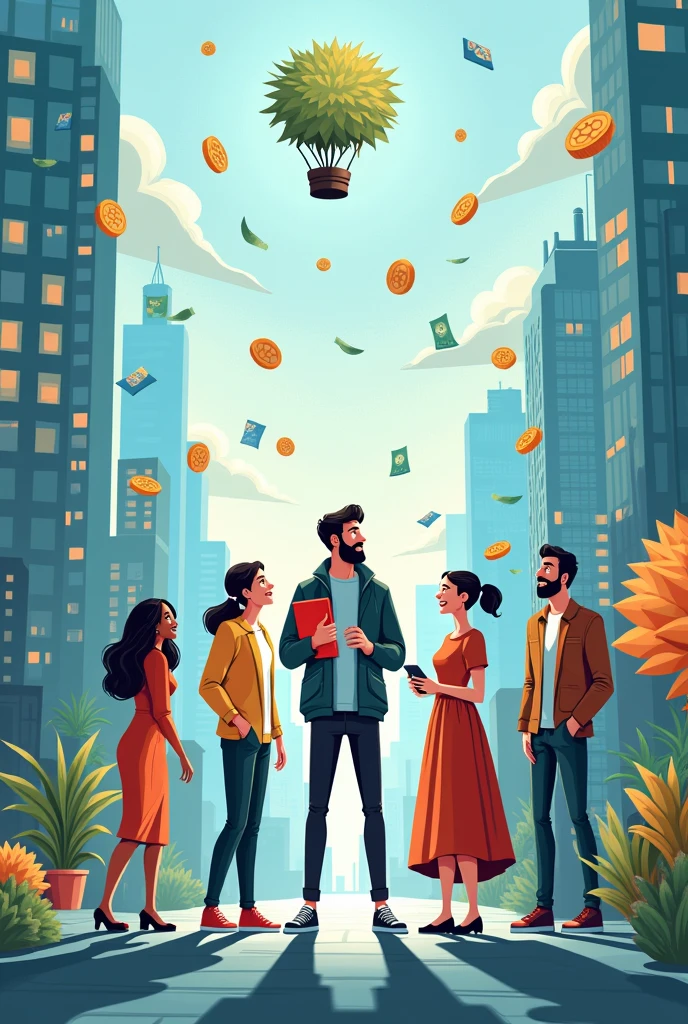 Create a realistic or cartoon image without looking like it was made by AI about 5 ways to make money online