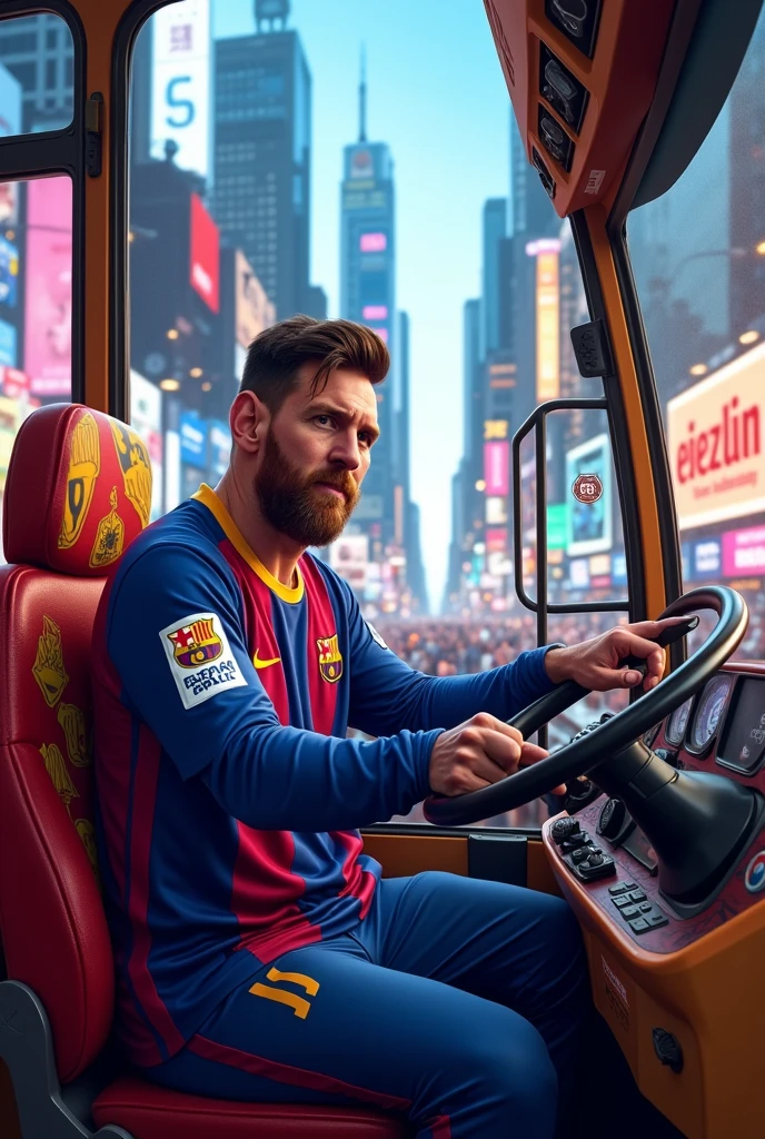 Messi as a bus driver.