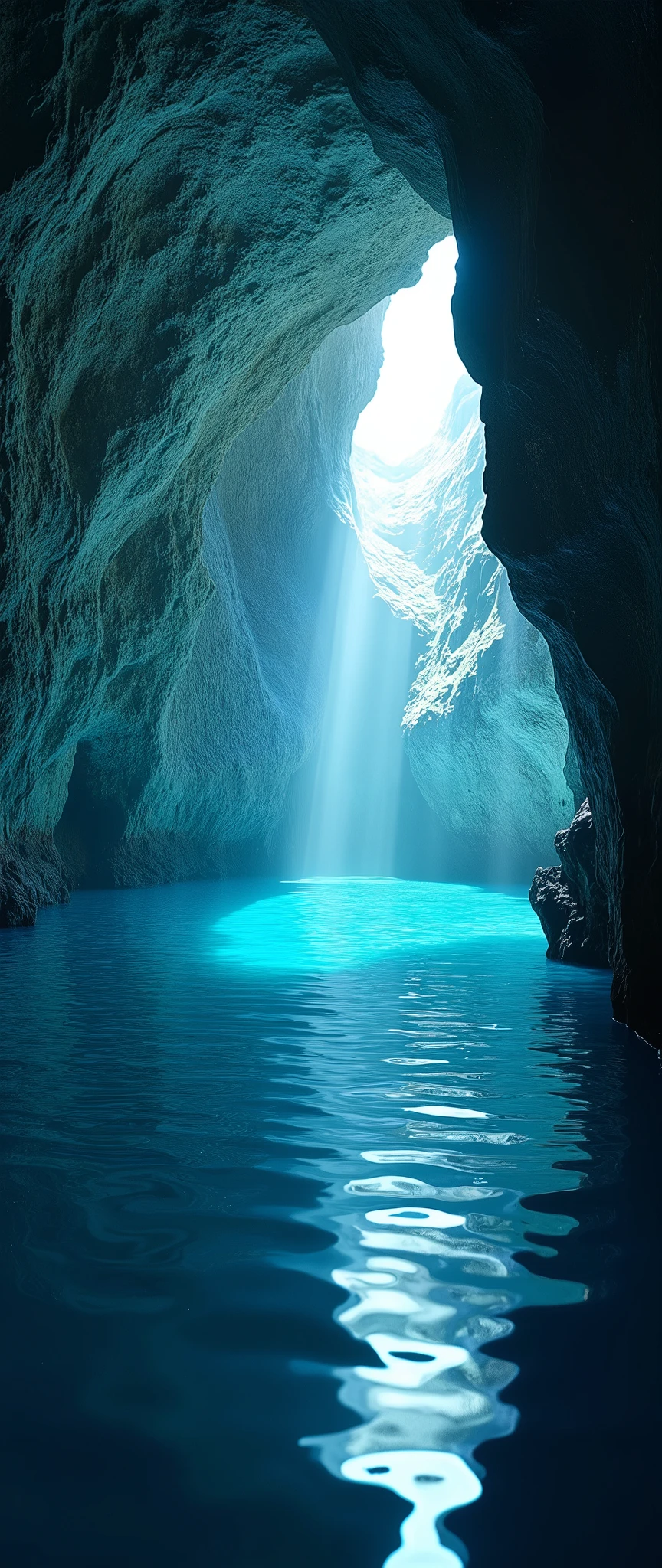 (masterpiece:1.2,Exceptional Quality,mirror-like,Cinematic Experience),8k,wallpaper,Italy,Grotta Azzurra,(Diffuse reflection of light:2.0)