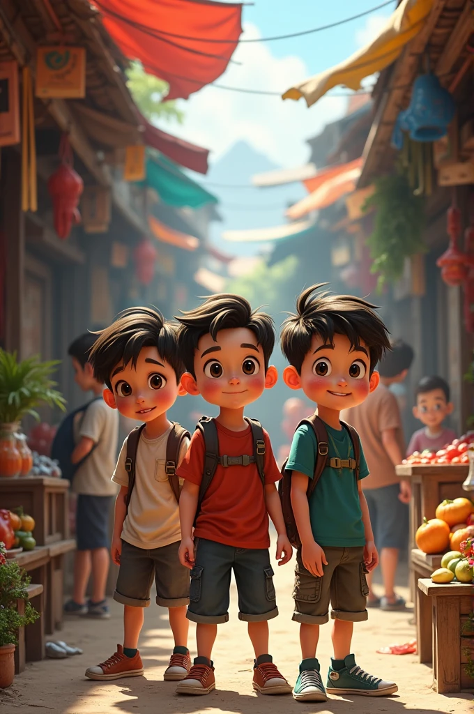  boys stand in market 