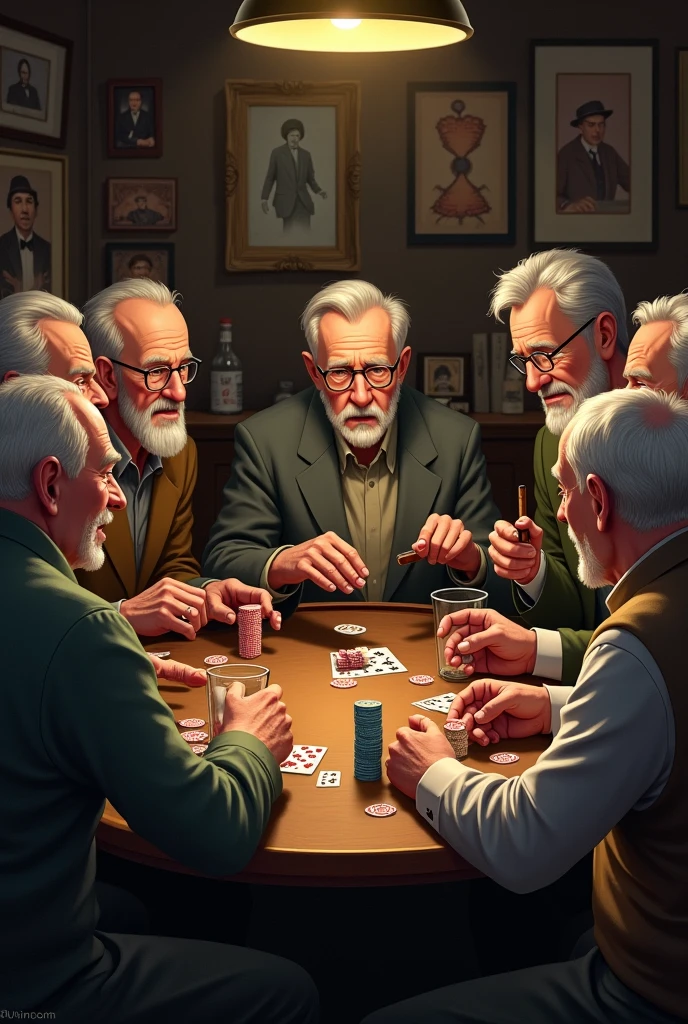 7 old men playing poker