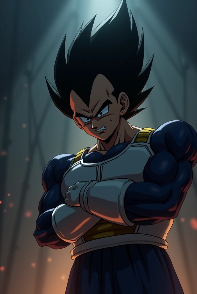 Vegeta crying , saying goodbye