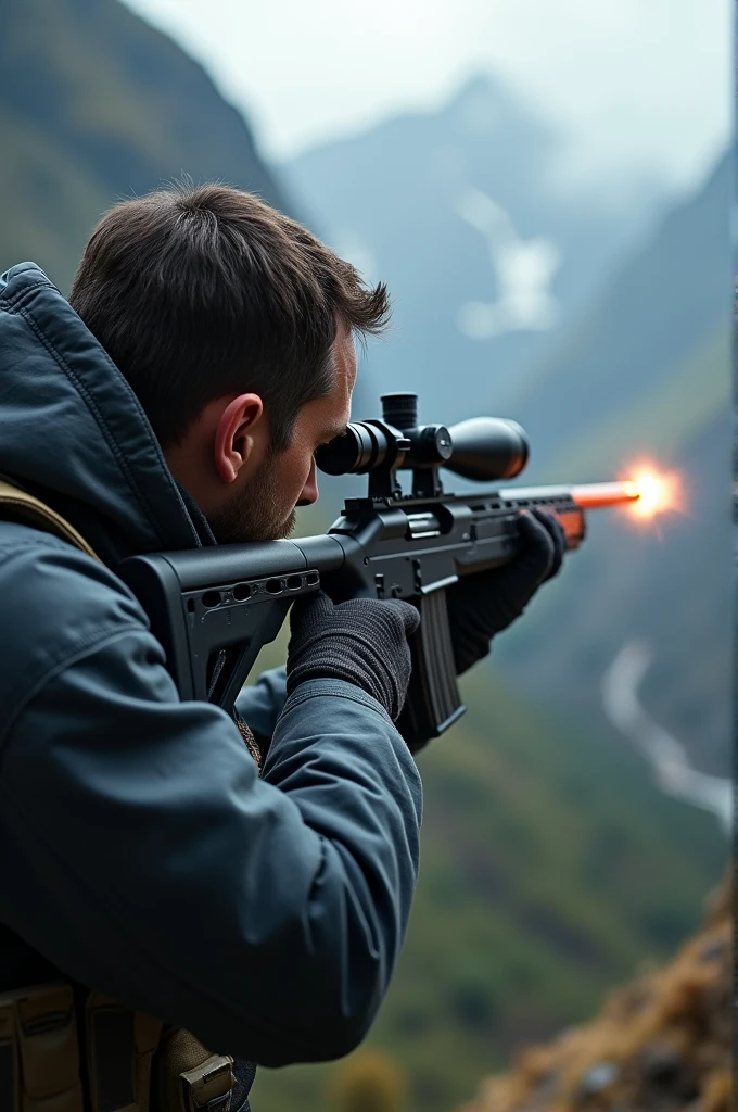 A sniper using AWM and killing a head shot 