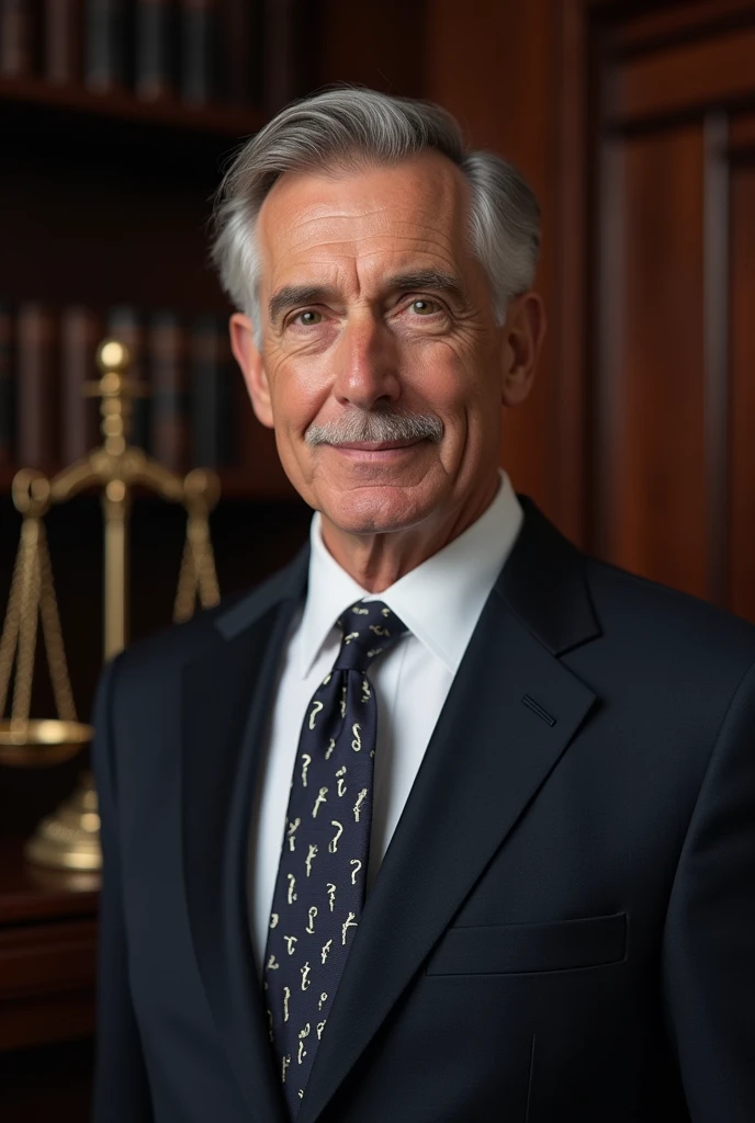 The elegant MR initials, for a law firm with a small scale in the back in wine-colored shell tones, silver and black in cursive letters