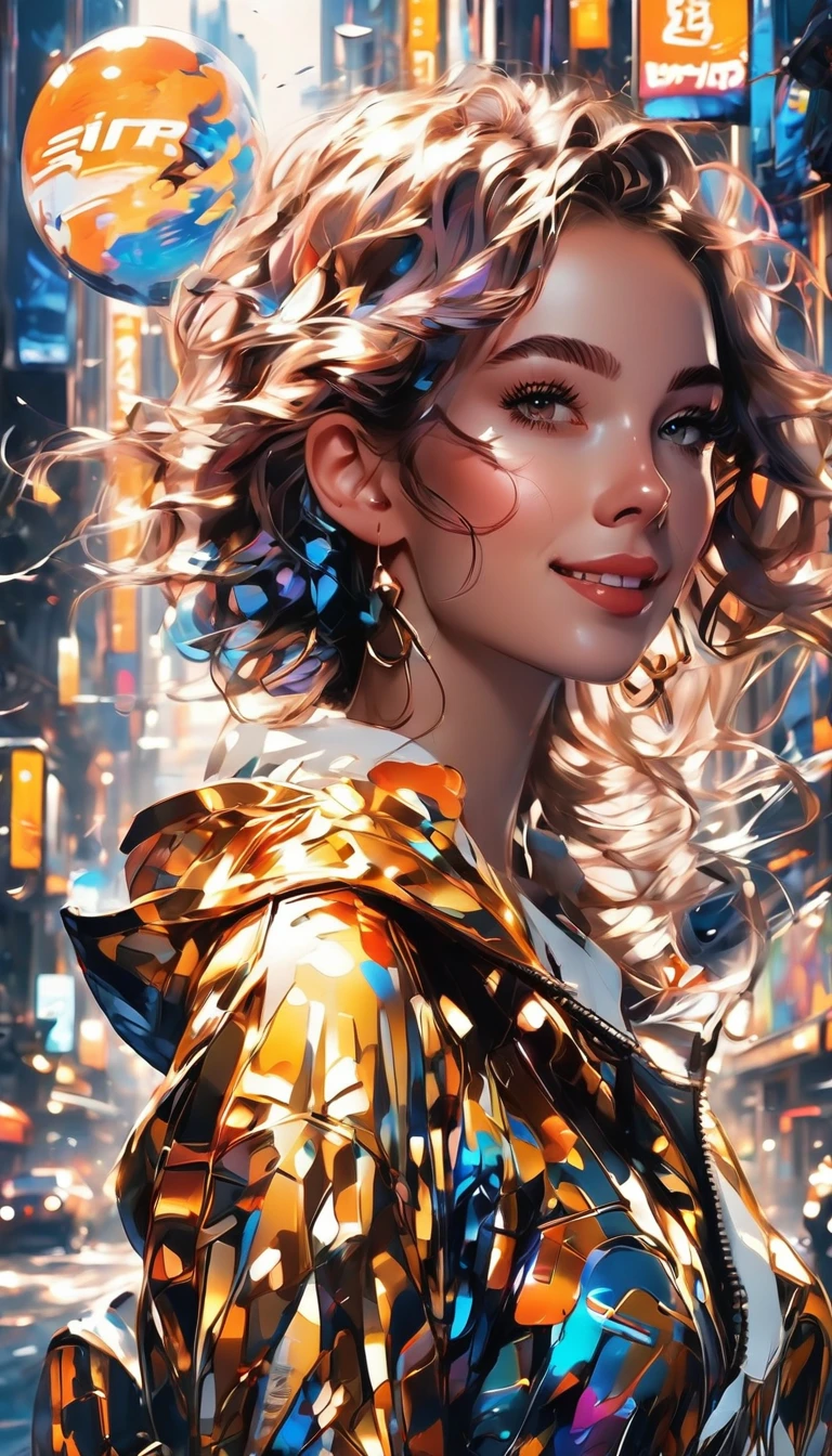 1girl, urban, abstract urban, shining light, shining urban lights, anime graphics, brilliant, intricate, detailed, masterpiece, 8k