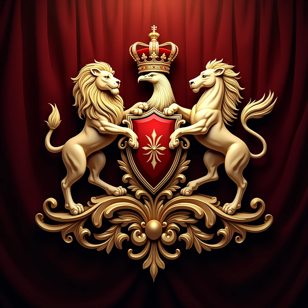 Make a royal logo including royal loin, royal horse and royal eagle.