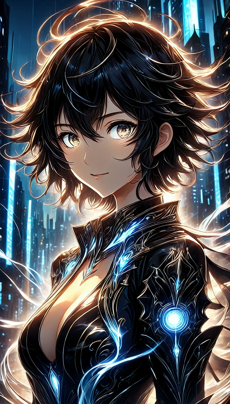 ((osamu dazai)), urban, abstract urban, shining light, shining urban lights, anime graphics, brilliant, intricate, detailed, masterpiece, 8k