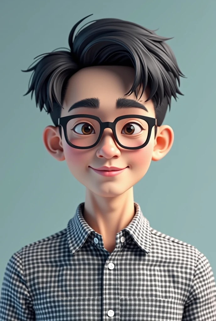 You useMJGenerate a digital avatar of a Chinese programmer about twenty-five years old,Zhejiang checkered shirt,Just wear glasses