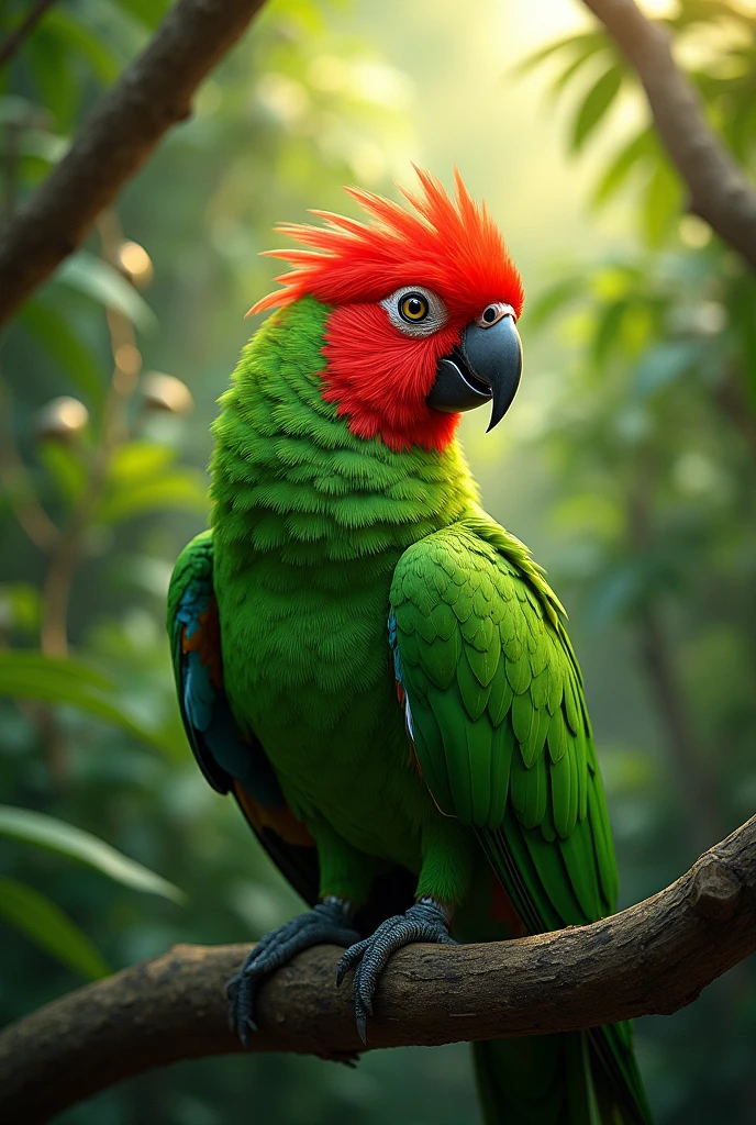 Parrot green red head 