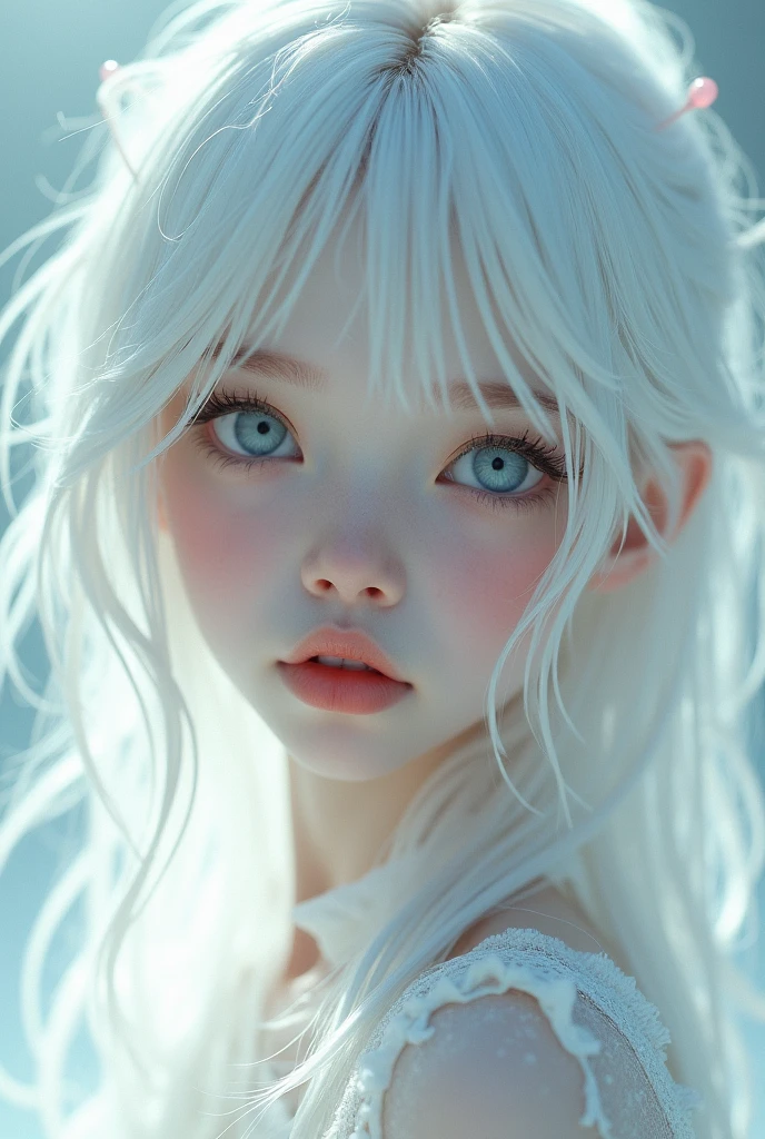 Cute White Hair Blue Eyes