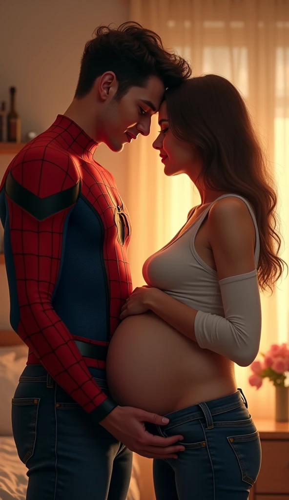 Spider-Man girlfriend couple 9th month pregnant