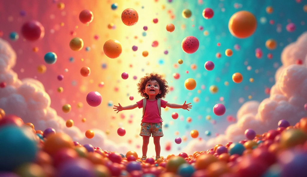 Rain of colourfull fruits and jellybeans