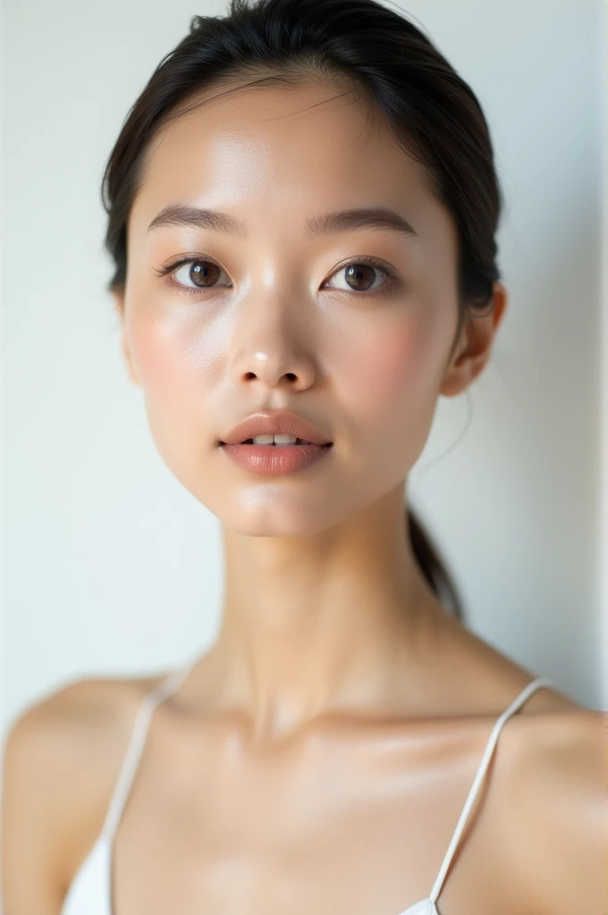 Front view of a white skin cosmetics model