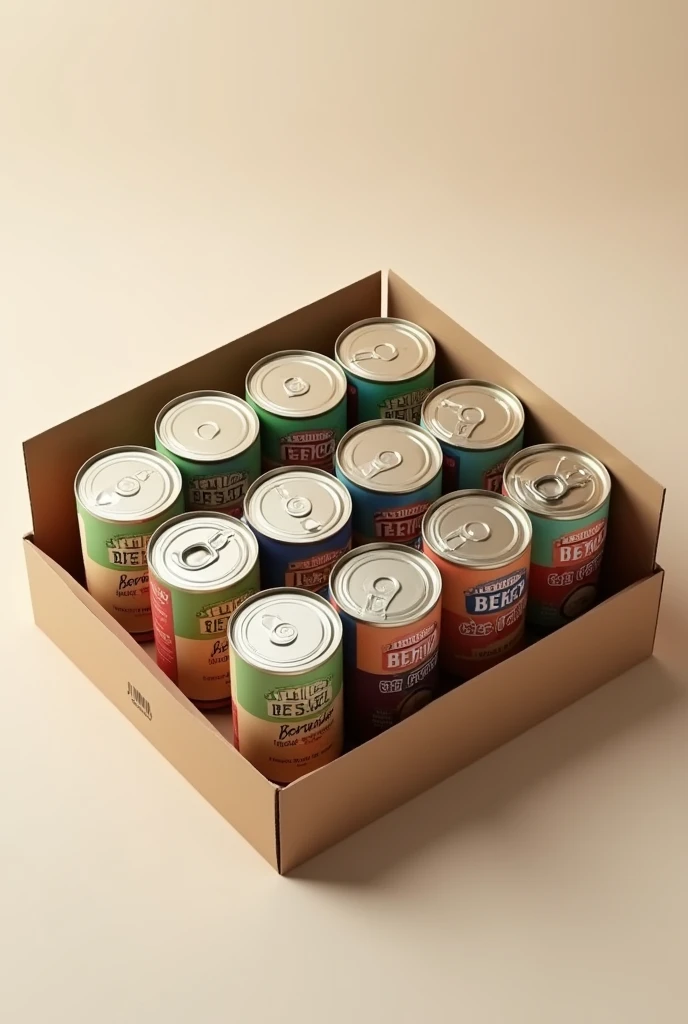 Cardboard tray with 12 tins