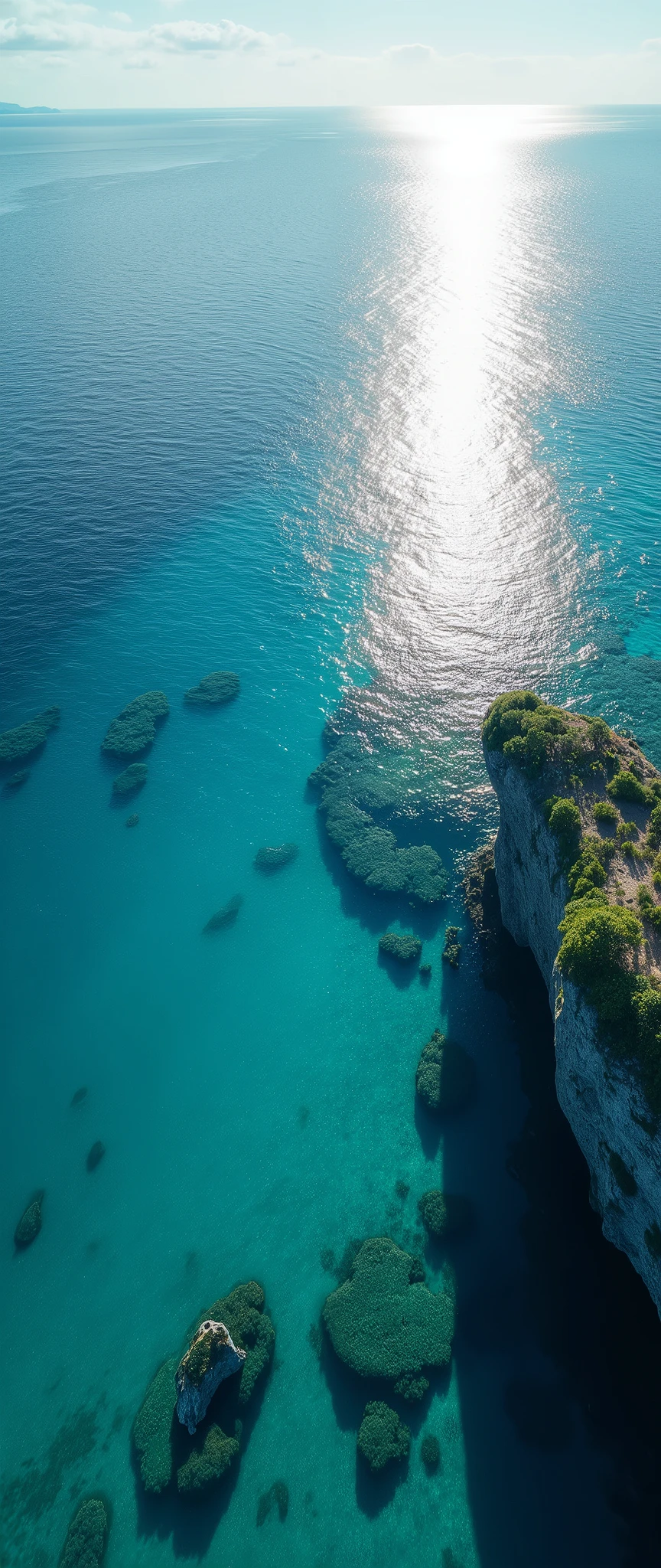 (masterpiece:1.2,Exceptional Quality,mirror-like,Cinematic Experience),8k,wallpaper,(Shooting from above:2.0),Japan,Okinawa,The ocean is so clear,Beautiful sea,(Diffuse reflection of light:2.0),(Dynamic Angles:2.0),sun