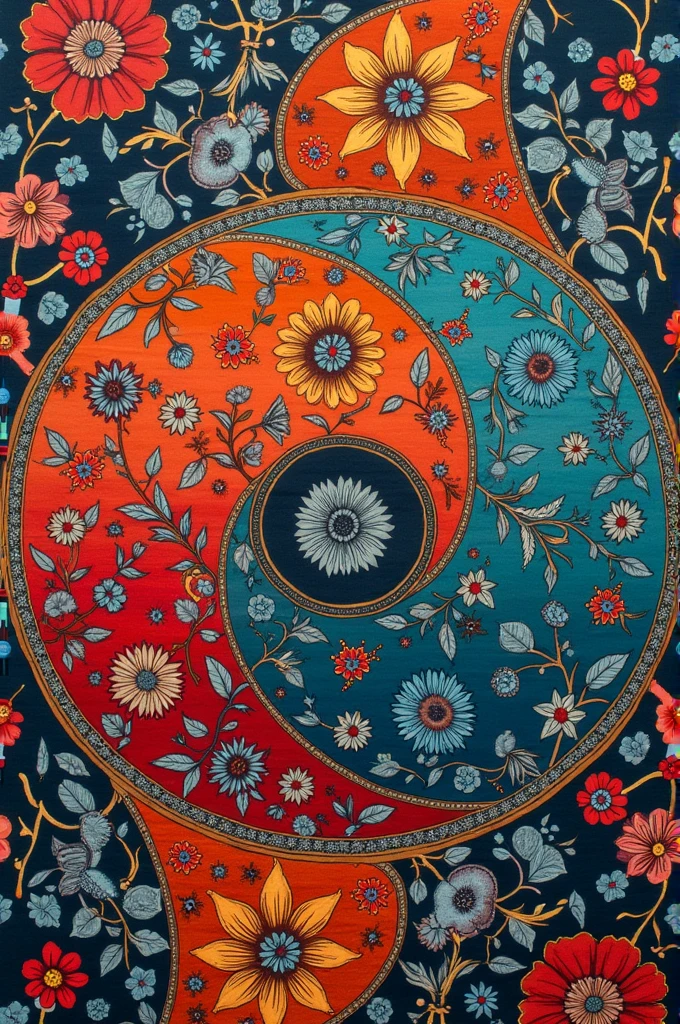 Batik with a mixed truntum and cement motif with floral ornaments and chemical elements in it
