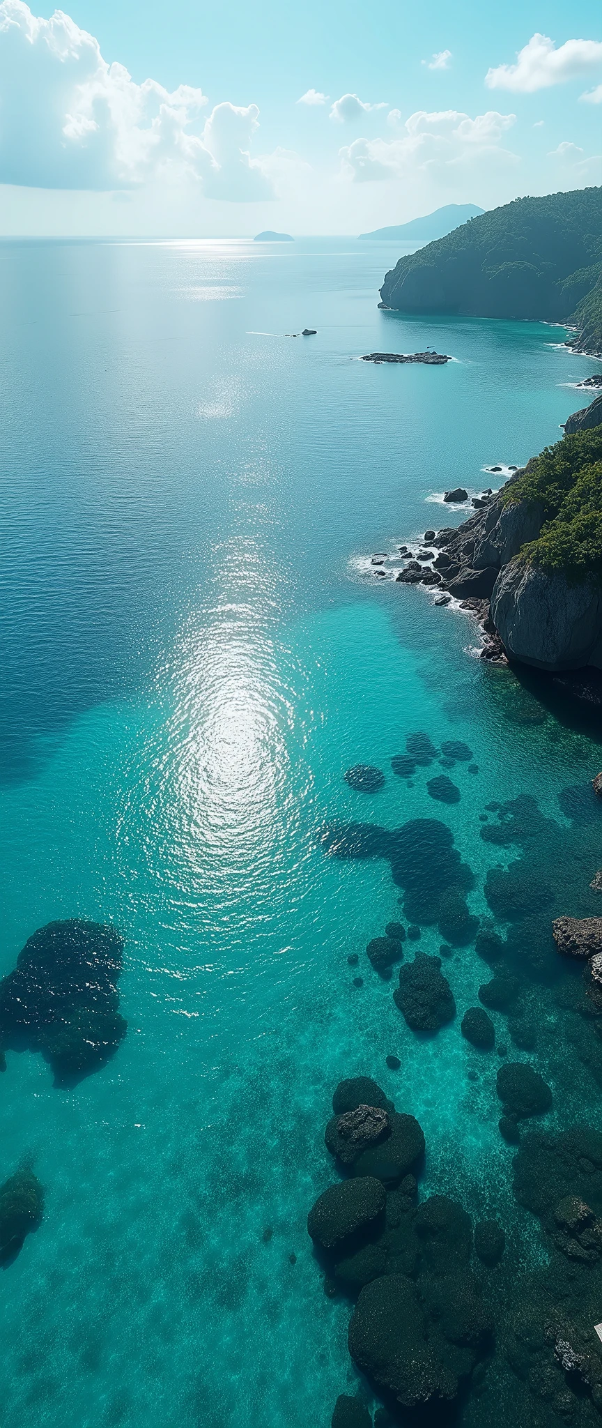 (masterpiece:1.2,Exceptional Quality,mirror-like,Cinematic Experience),8k,wallpaper,(Shooting from above:2.0),Japan,Okinawa,The ocean is so clear,Beautiful sea,(Diffuse reflection of light:2.0),(Dynamic Angles:2.0),Summer sunshine