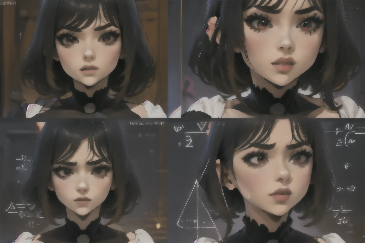 Highly detailed, High Quality, Masterpiece, beautiful, 1boy, MathLadyMeme, Black_outfit,