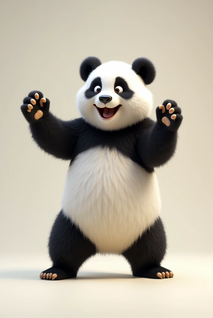 One panda with kunfu poze with smile 