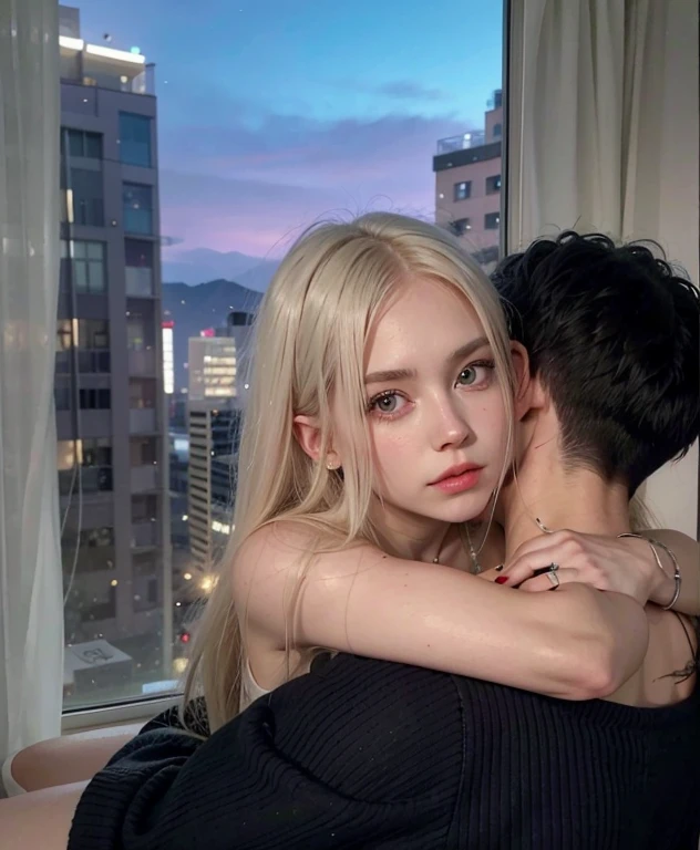 blonde woman with long hair and piercings posing for a photo, with white long hair, with long white hair, perfect white haired girl, ava max, tifa lockhart with white hair, pale porcelain white skin, anime girl in real life,  with white hair, extremely light blonde hair, very light blonde hair, with long blonde hair, her hair is white