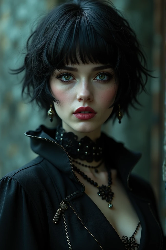 Woman, gothic, big-ass, shorth hair