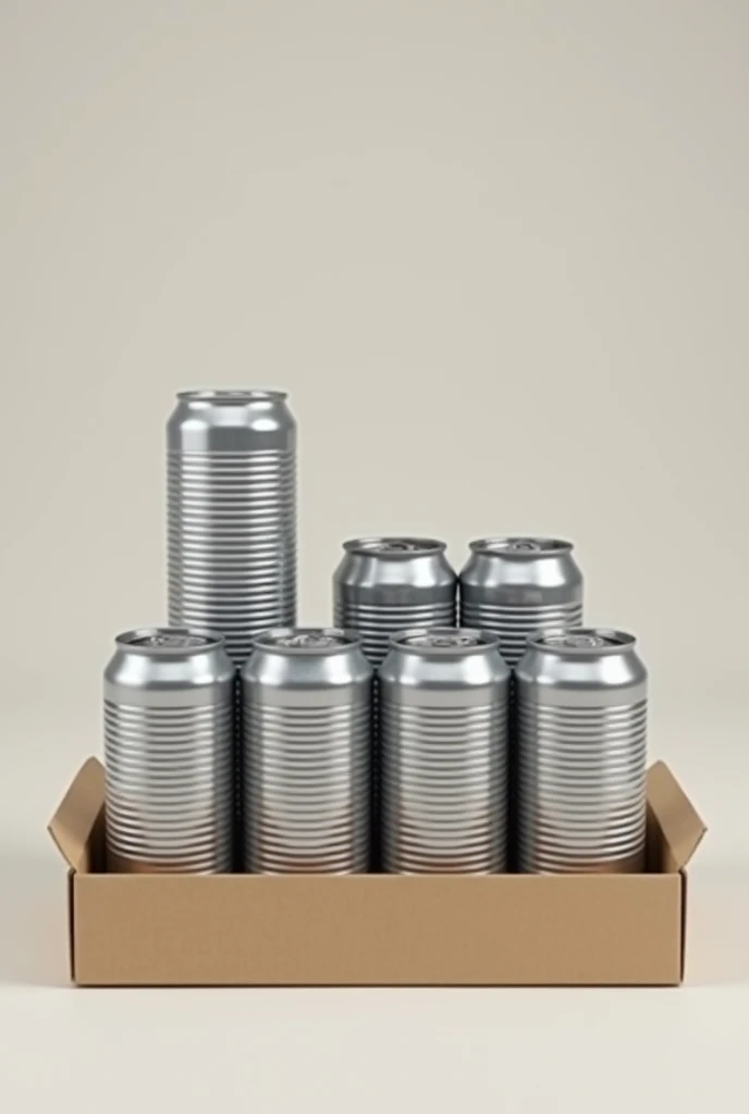 Cardboard tray, 12 tin cans, 2 high